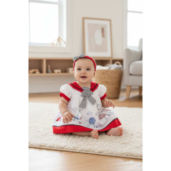 New Baby Girl Dress Set with matching headband underwear size 3 to 6 months - Picture 2 of 3